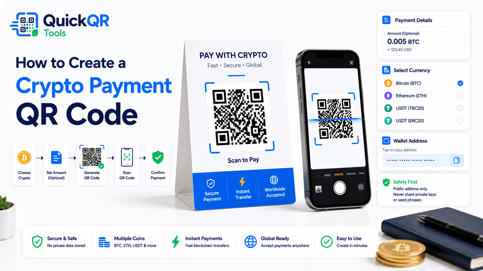How to create a crypto payment QR code with QuickQR Tools