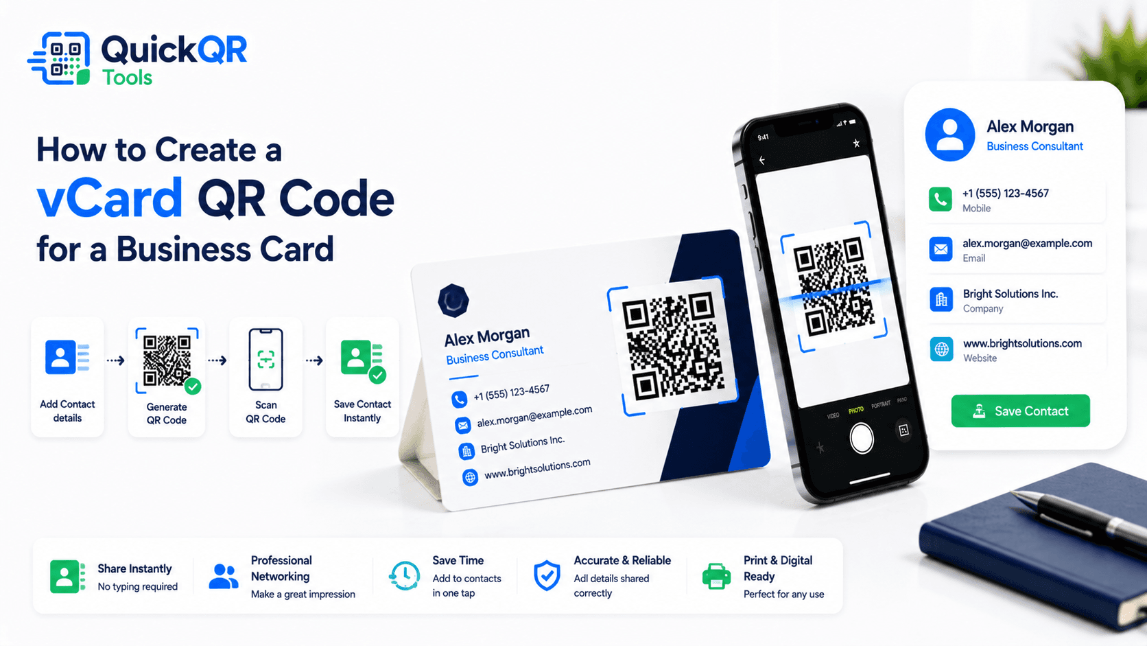 How to create a vCard QR code for a business card with QuickQR Tools