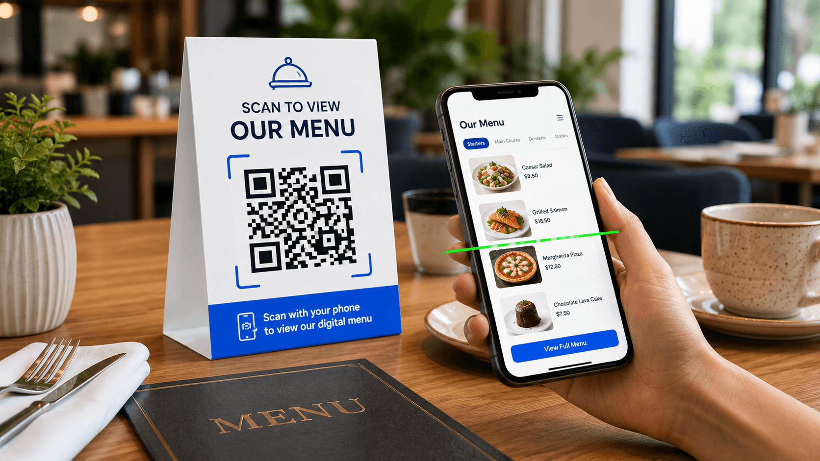 menu qr code generator for restaurant table cards and digital menus