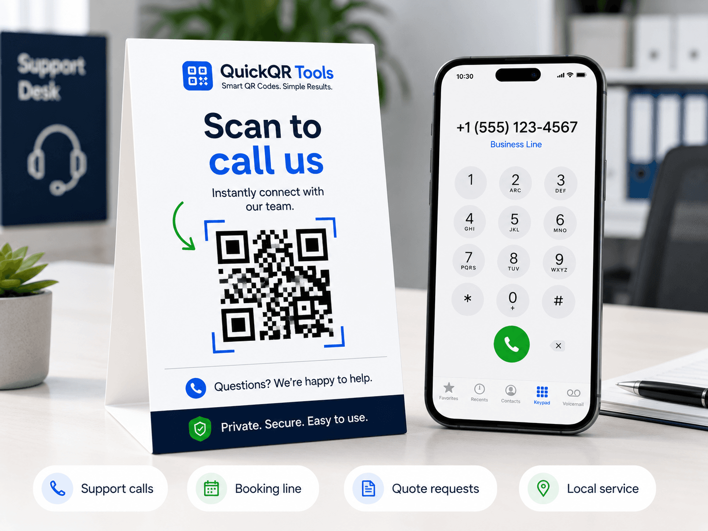 phone qr code generator for direct customer calls and business contact