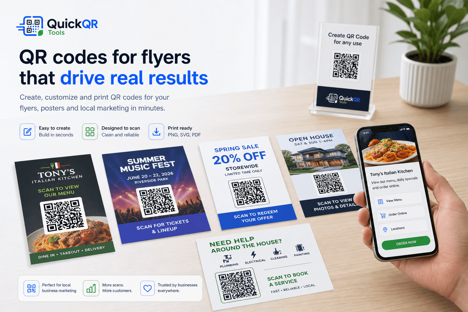 QR codes for flyers print marketing handouts coupons events and scan testing